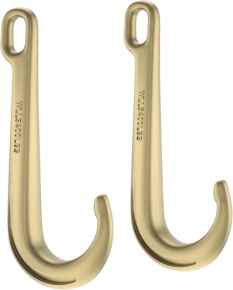 AODESTINY 2PCS 15" Heavy Duty J Hooks for Towing, Yellow Zinc Plated Tow J Hook Grade 70 Clevis J Hook for Transport Chain, 5400LBS Capacity Heavy Load - Image 1